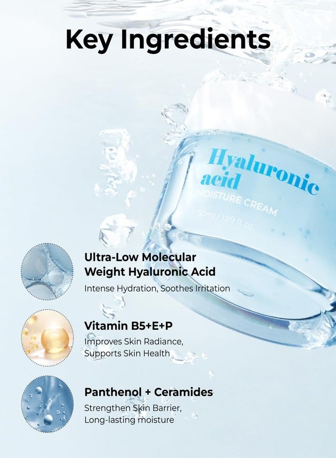 BOM Hyaluronic Acid Moisture Cream 1.69 fl oz, Moisturizing Face Cream with Low Molecular Moisturizer Capsules and Vitamins, 100 Hour Hydration, Moisture Lock, Hypoallergenic Vegan Korean Skincare - Image 3